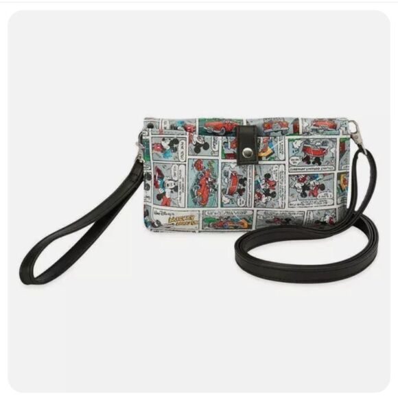 Disney Mickey Mouse Comic Strip Wallet Wristlet Crossbody Purse - Picture 2 of 3
